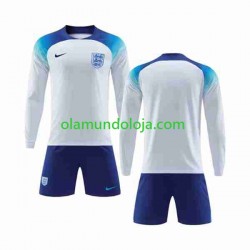 Camisola Inglaterra Criança Equipamento Primeiro Copa do Mundo 2022 Manga Comprida